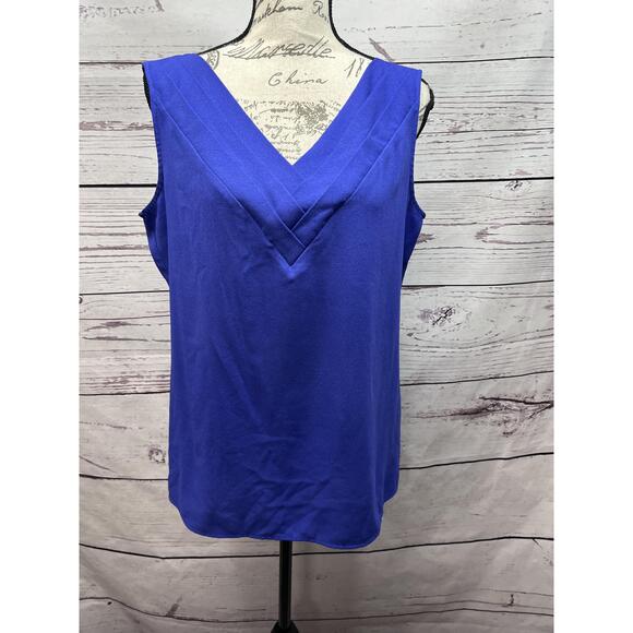 Worthington Tops - Worthington‎ Royal Blue V-Neck Pleated Sleeveless Blouse Size Large
